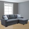 Dark Grey Flannelette 2-Piece Couch Living Room Sofabed