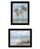 Trendy Decor 4U "Winds of the ocean blowing the Palm Trees and Sea Oats" Framed Wall Art for Living Room, Wall Art Print for Home Decor