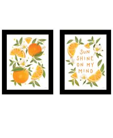 Trendy Decor 4U "Sunshine on My Mind- Oranges" Framed Wall Art for Living Room, Wall Art Print for Home Decor, Bedroom Wall Art by House Fenway