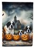 Saint Bernard Spooky Halloween Garden Flag Mailbox Flag Decorative Yard Flag Banner Outside Patio Artwork Yard Flower Beds, Garden Size, Multicolor