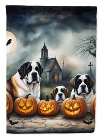 Saint Bernard Spooky Halloween Garden Flag Mailbox Flag Decorative Yard Flag Banner Outside Patio Artwork Yard Flower Beds, Garden Size, Multicolor