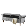 62" Bedroom Tufted Button Storage Bench, Modern Fabric Upholstered Ottoman, Window Bench, Rolled Arm Design for Bedroom, Living Room, Foyer (Grey)