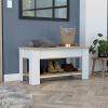 DEPOT E-SHOP Saturn Storage Table, Four Legs, Lower Shelf, Light Oak / White