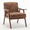 Mid-Century Modern Chair, Living Room Chair with Solid Wood Frame, Accent Chair Extra-Thick Backrest, Wingback Chair for Bedroom, Reading Room