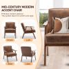 Mid-Century Modern Chair, Living Room Chair with Solid Wood Frame, Accent Chair Extra-Thick Backrest, Wingback Chair for Bedroom, Reading Room