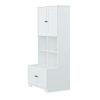 Tall and Wide Bathroom Floor Storage Cabinet, Bathroom Storage Unit, Freestanding Cabinet with 4 Doors, Adjustable Shelves, Open multi-layer Shelves