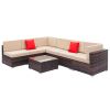 7pcs Brown Rattan Sofa Set