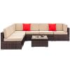 7pcs Brown Rattan Sofa Set