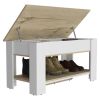 DEPOT E-SHOP Saturn Storage Table, Four Legs, Lower Shelf, Light Oak / White