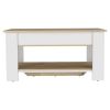 DEPOT E-SHOP Saturn Storage Table, Four Legs, Lower Shelf, Light Oak / White