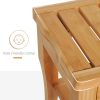 Long Bamboo Shower Bench Seat, 20" Wooden Spa Shower Stool with Underneath Storage Shelf Shoe Organizer