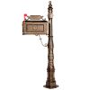 Decorative Large Mailbox with Post, Heavy Duty Cast Aluminum Postal Mail Box with Address Plaque, Antique Bronze