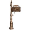 Decorative Large Mailbox with Post, Heavy Duty Cast Aluminum Postal Mail Box with Address Plaque, Antique Bronze