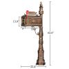 Decorative Large Mailbox with Post, Heavy Duty Cast Aluminum Postal Mail Box with Address Plaque, Antique Bronze