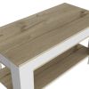 DEPOT E-SHOP Saturn Storage Table, Four Legs, Lower Shelf, Light Oak / White