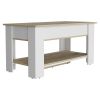 DEPOT E-SHOP Saturn Storage Table, Four Legs, Lower Shelf, Light Oak / White