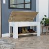 DEPOT E-SHOP Saturn Storage Table, Four Legs, Lower Shelf, Light Oak / White