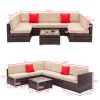 7pcs Brown Rattan Sofa Set