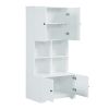 Tall and Wide Bathroom Floor Storage Cabinet, Bathroom Storage Unit, Freestanding Cabinet with 4 Doors, Adjustable Shelves, Open multi-layer Shelves