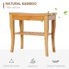 Long Bamboo Shower Bench Seat, 20" Wooden Spa Shower Stool with Underneath Storage Shelf Shoe Organizer