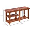 3-Tier Shoe Rack Bench, Acacia Wood Shoe Organizer, Rustic Entryway Bench with Storage Shelves for Entryway, Hallway, Livingroom, Teak