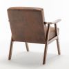 Mid-Century Modern Chair, Living Room Chair with Solid Wood Frame, Accent Chair Extra-Thick Backrest, Wingback Chair for Bedroom, Reading Room