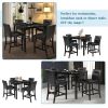 5-Piece Kitchen Table Set Faux Marble Top Counter Height Dining Table Set with 4 PU Leather-Upholstered Chairs, Black