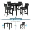 5-Piece Kitchen Table Set Faux Marble Top Counter Height Dining Table Set with 4 PU Leather-Upholstered Chairs, Black