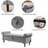 62" Bedroom Tufted Button Storage Bench, Modern Fabric Upholstered Ottoman, Window Bench, Rolled Arm Design for Bedroom, Living Room, Foyer (Grey)