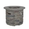 HOONAH 32'' STONE CIRCULAR MGO FIRE PIT W/ GREY TOP- 40,000 BTU