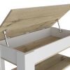 DEPOT E-SHOP Saturn Storage Table, Four Legs, Lower Shelf, Light Oak / White