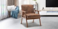 Mid-Century Modern Chair, Living Room Chair with Solid Wood Frame, Accent Chair Extra-Thick Backrest, Wingback Chair for Bedroom, Reading Room