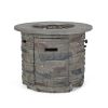 HOONAH 32'' STONE CIRCULAR MGO FIRE PIT W/ GREY TOP- 40,000 BTU