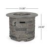 HOONAH 32'' STONE CIRCULAR MGO FIRE PIT W/ GREY TOP- 40,000 BTU