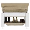 DEPOT E-SHOP Saturn Storage Table, Four Legs, Lower Shelf, Light Oak / White