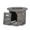 HOONAH 32'' STONE CIRCULAR MGO FIRE PIT W/ GREY TOP- 40,000 BTU