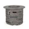 HOONAH 32'' STONE CIRCULAR MGO FIRE PIT W/ GREY TOP- 40,000 BTU