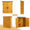 Outdoor Storage Shed with Lockable Door, Wooden Tool Storage Shed with Detachable Shelves and Pitch Roof, Natural