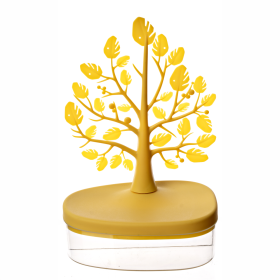 1pc Creative Tree Jewelry Storage Box - Desktop Cosmetics Display Box, Dustproof Plastic Storage Container For Jewelry, Small Items And Cosmetics, Mul (Color: Yellow)