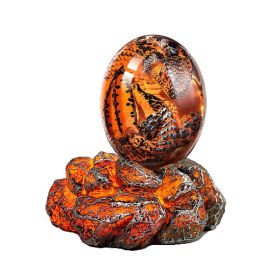 1 Set Lava Dragon Egg Crystal Transparent Resin Statue Luminous Dinosaur Eggs Souvenir Resin Craft Ornamental Home Decor Gifts (Color: red-luminous base, Ships From: CN)