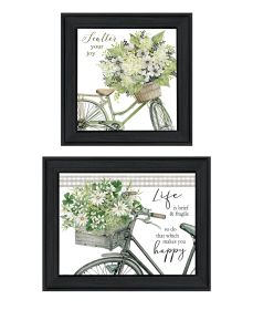 Trendy Decor 4U "Get on Your Bike and Scatter Your Joy" Framed Wall Art for Living Room, Wall Art Print for Home Decor (Color: as Pic)