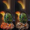 1 Set Lava Dragon Egg Crystal Transparent Resin Statue Luminous Dinosaur Eggs Souvenir Resin Craft Ornamental Home Decor Gifts