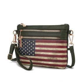 MKF Collection Alisson Vegan Leather Women FLAG Crossbody-Wristlet Bag by Mia K (material: Vegan Leather, Color: Green)