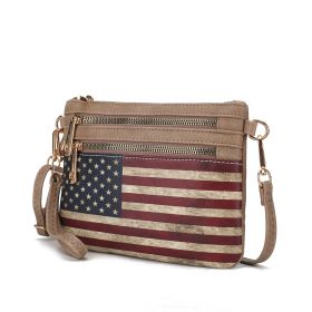 MKF Collection Alisson Vegan Leather Women FLAG Crossbody-Wristlet Bag by Mia K (material: Vegan Leather, Color: Taupe)