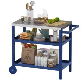 Patio Grill carts & Moveable kitchen island (Color: Blue)